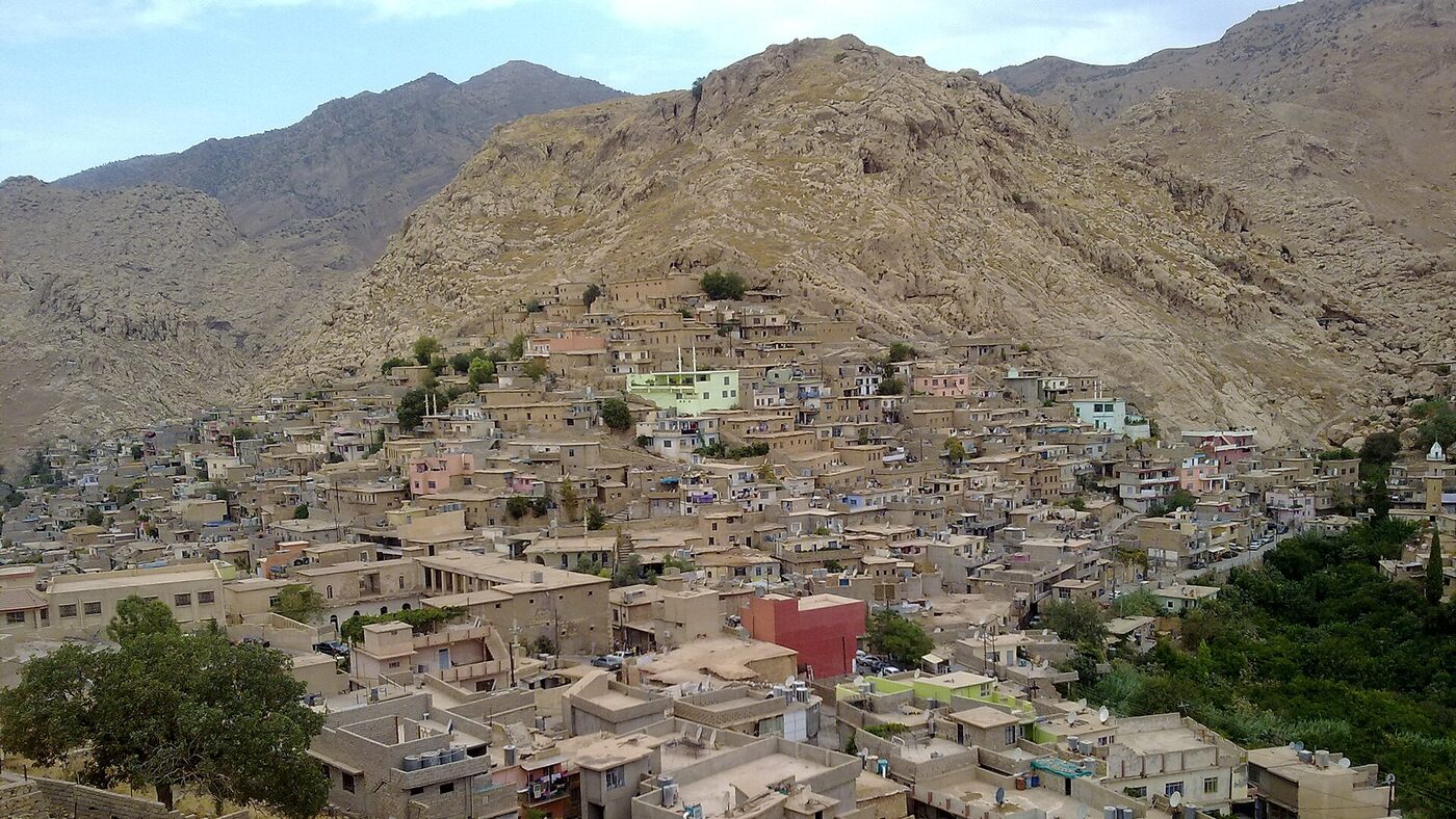 Akre mountain town at sunset, one of the best places to watch Newroz bonfires.