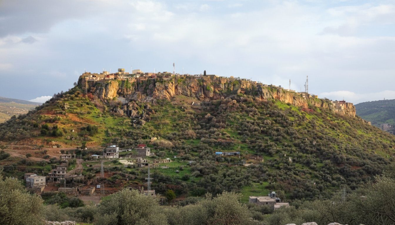 The clifftop town of Amedi (Amadiyah) on a flat mountain in the Kurdistan Region of Iraq