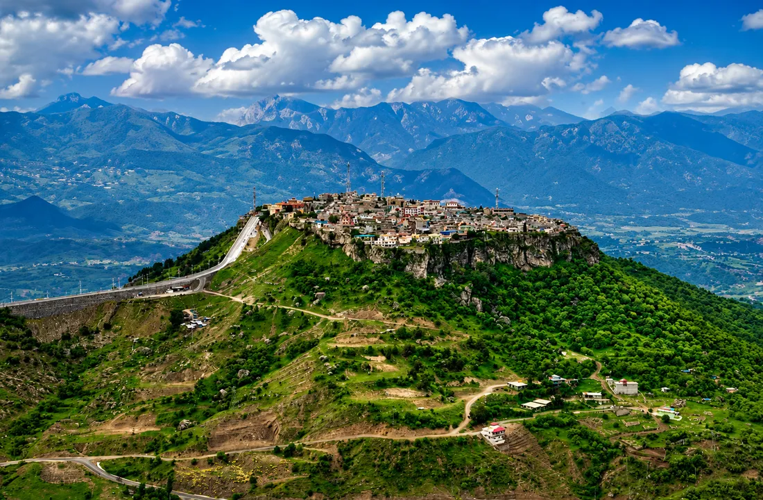The clifftop town of Amedi on a flat-topped mountain in the Kurdistan Region of Iraq