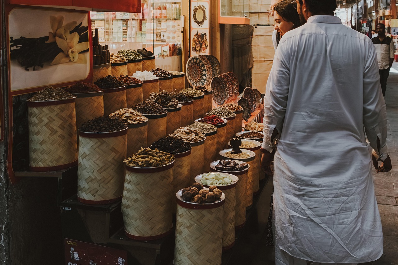Traditional bazaar with goods and shoppers in Sulaymaniyah, Kurdistan Region of Iraq