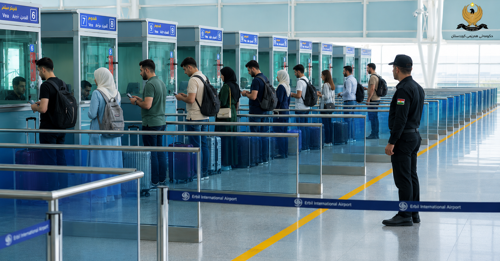 Erbil International Airport arrivals hall — the main entry point for most visitors to the Kurdistan Region.