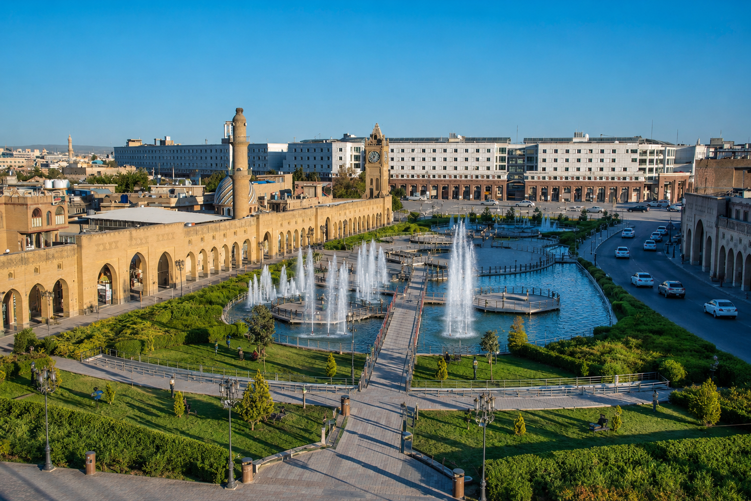 Families relaxing in Shar Park, Erbil — the Kurdistan Region is safe and welcoming for visitors.