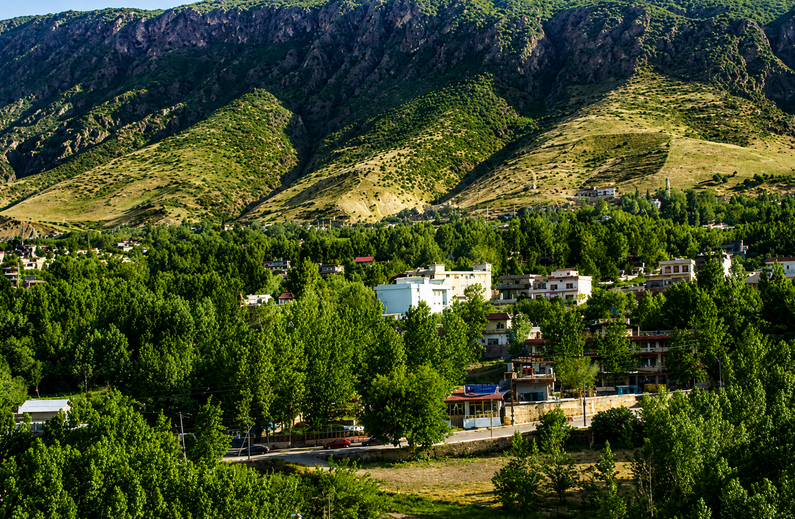 The green mountain resort town of Shaqlawa in a valley in the Kurdistan Region of Iraq